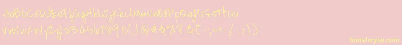 HandscriptleftyRegular-Schriftart – Gelbe Schriften auf rosa Hintergrund