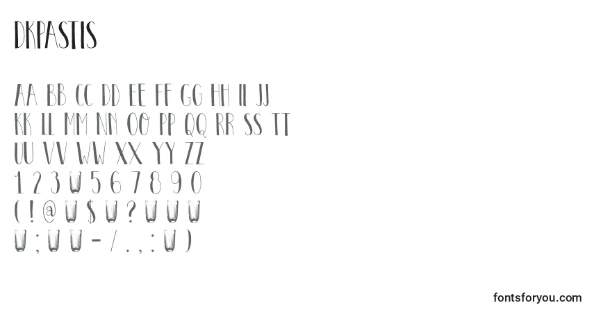 A fonte DkPastis – alfabeto, números, caracteres especiais