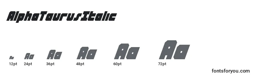 Размеры шрифта AlphaTaurusItalic