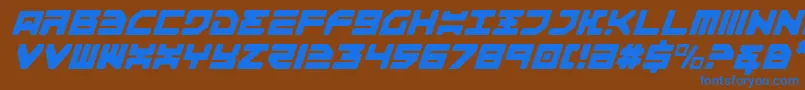 Omega3LightItalic-fontti – siniset fontit ruskealla taustalla