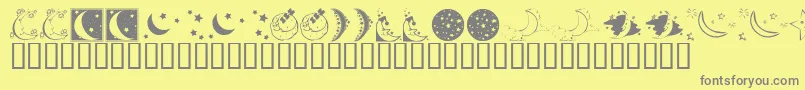 KrStarryNight-fontti – harmaat kirjasimet keltaisella taustalla