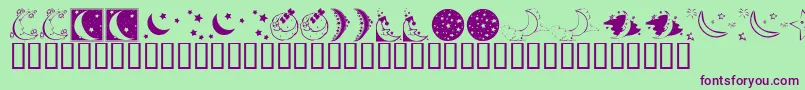 Czcionka KrStarryNight – fioletowe czcionki na zielonym tle