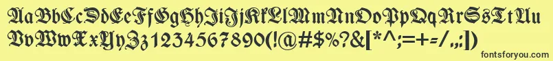 WieynkfrakturzierBold-Schriftart – Schwarze Schriften auf gelbem Hintergrund