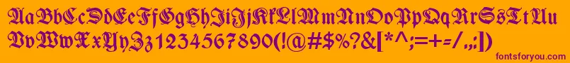 WieynkfrakturzierBold-fontti – violetit fontit oranssilla taustalla