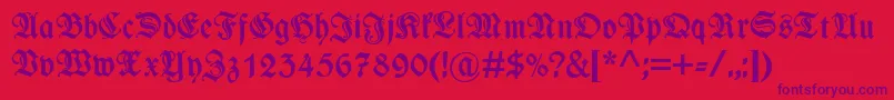 WieynkfrakturzierBold-Schriftart – Violette Schriften auf rotem Hintergrund