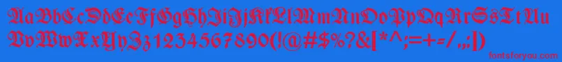 WieynkfrakturzierBold Font – Red Fonts on Blue Background
