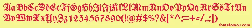 WieynkfrakturzierBold Font – Red Fonts on Yellow Background