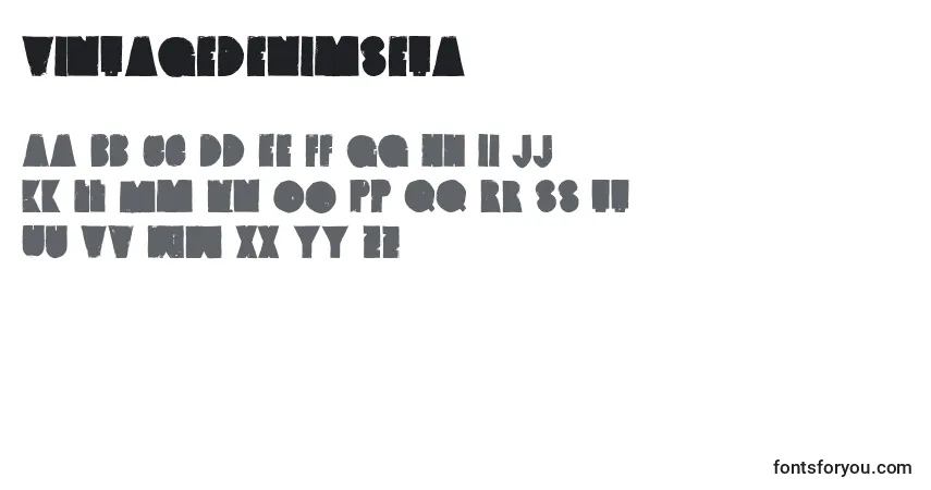 Czcionka VintagedenimSeta – alfabet, cyfry, specjalne znaki