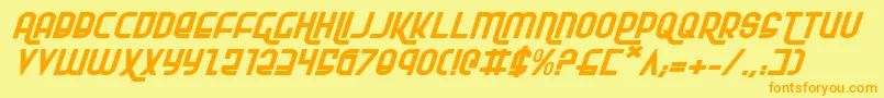 RokikierExpandedItalic-fontti – oranssit fontit keltaisella taustalla