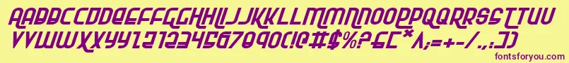 RokikierExpandedItalic Font – Purple Fonts on Yellow Background