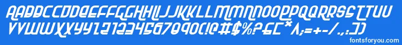 RokikierExpandedItalic Font – White Fonts on Blue Background