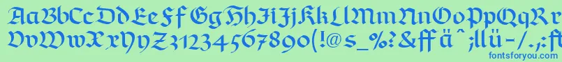 Шрифт RichmondfrakturLtDfr – синие шрифты на зелёном фоне