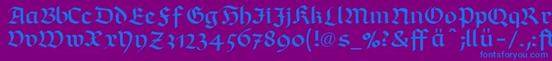 RichmondfrakturLtDfr-Schriftart – Blaue Schriften auf violettem Hintergrund