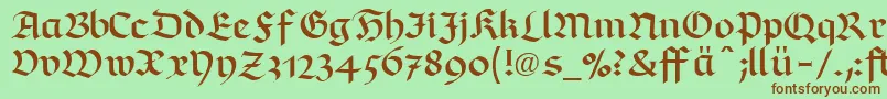 RichmondfrakturLtDfr-fontti – ruskeat fontit vihreällä taustalla