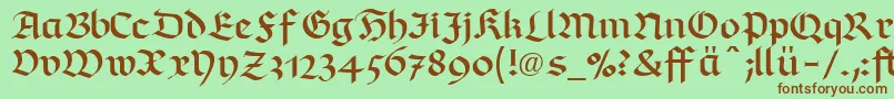 フォントRichmondfrakturLtDfr – 緑の背景に茶色のフォント