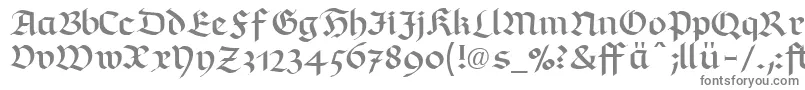 RichmondfrakturLtDfr-fontti – harmaat kirjasimet valkoisella taustalla