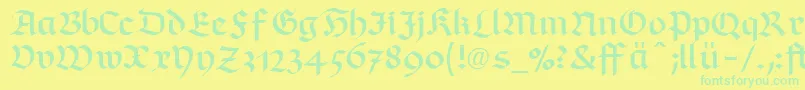 RichmondfrakturLtDfr Font – Green Fonts on Yellow Background