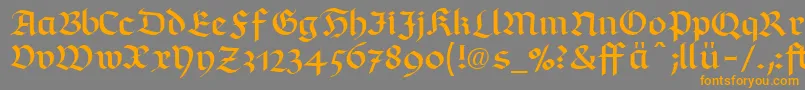 フォントRichmondfrakturLtDfr – オレンジの文字は灰色の背景にあります。