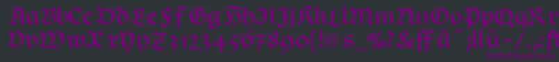 Czcionka RichmondfrakturLtDfr – fioletowe czcionki na czarnym tle