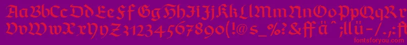 フォントRichmondfrakturLtDfr – 紫の背景に赤い文字