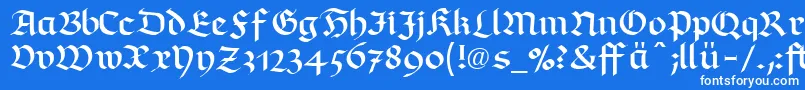 フォントRichmondfrakturLtDfr – 青い背景に白い文字