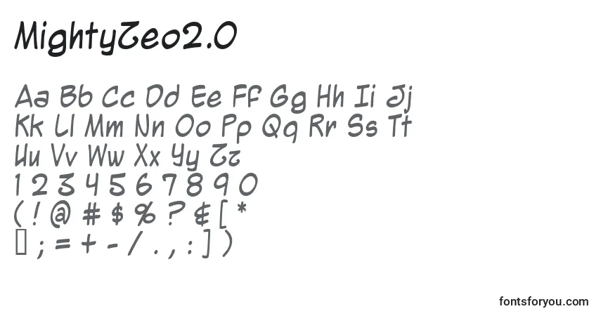 Fuente MightyZeo2.0 - alfabeto, números, caracteres especiales