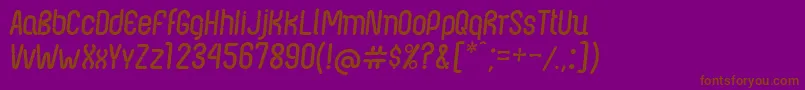 Fonte NexusFpsItalic – fontes marrons em um fundo roxo