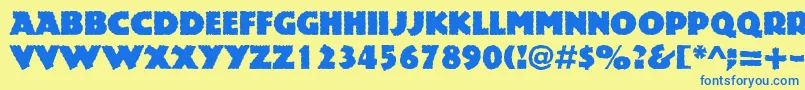 フォントRockstone – 青い文字が黄色の背景にあります。