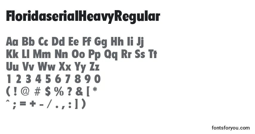 Czcionka FloridaserialHeavyRegular – alfabet, cyfry, specjalne znaki