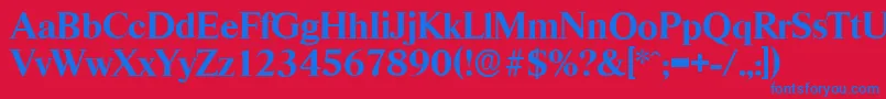 Fonte RiccioneserialBold – fontes azuis em um fundo vermelho