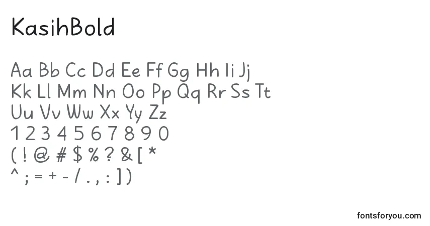 Schriftart KasihBold – Alphabet, Zahlen, spezielle Symbole