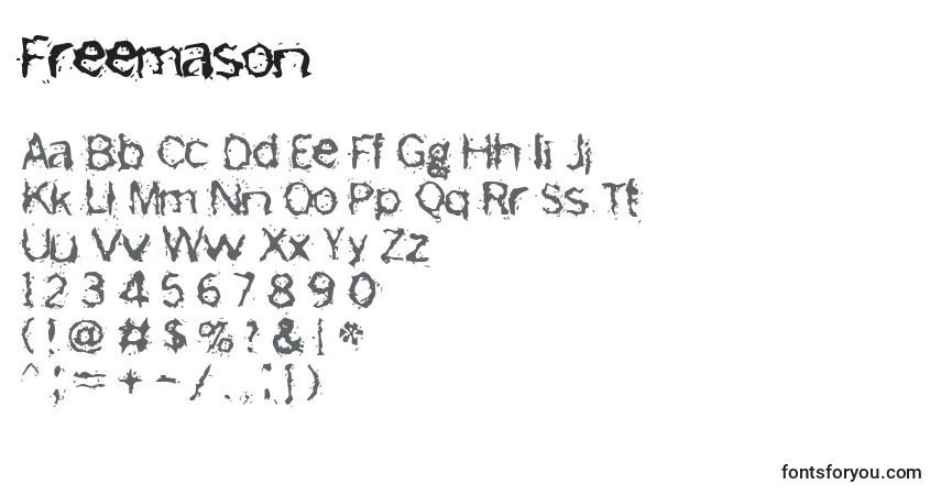 Czcionka Freemason – alfabet, cyfry, specjalne znaki