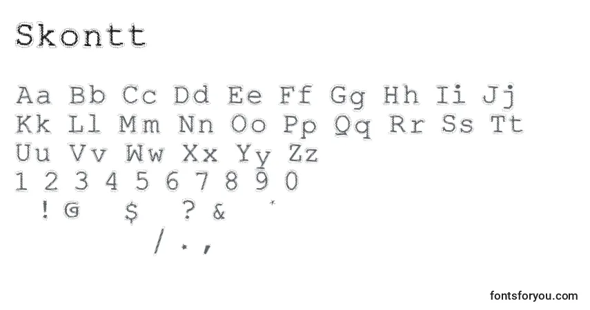 Czcionka Skontt – alfabet, cyfry, specjalne znaki