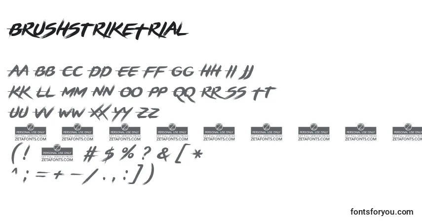BrushstrikeTrial Font – alphabet, numbers, special characters