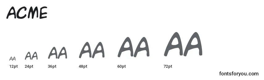 Acme Font Sizes
