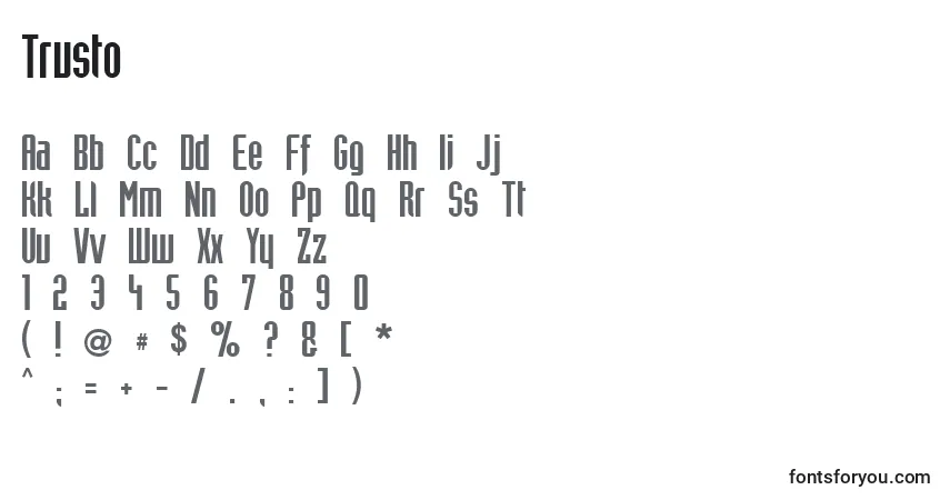 Шрифт Trusto – алфавит, цифры, специальные символы
