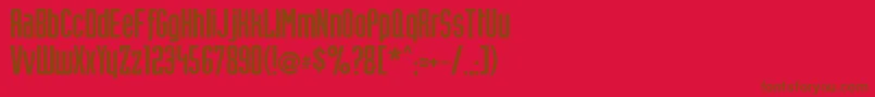 Trusto-Schriftart – Braune Schriften auf rotem Hintergrund