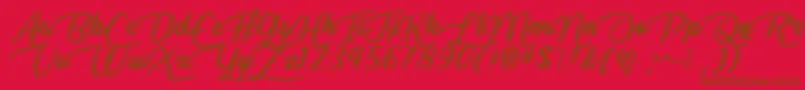 Fonte LiarScriptOtf – fontes marrons em um fundo vermelho