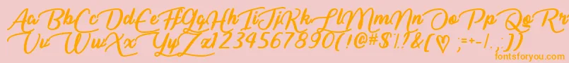 LiarScriptOtf-Schriftart – Orangefarbene Schriften auf rosa Hintergrund