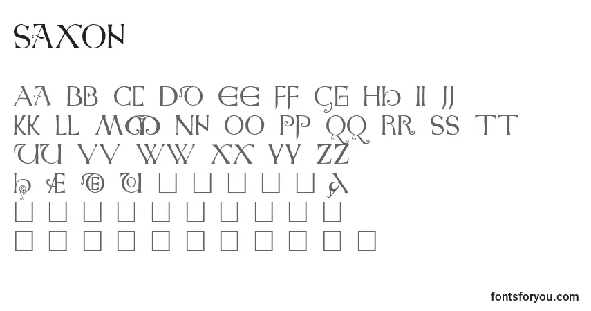 Schriftart Saxon – Alphabet, Zahlen, spezielle Symbole