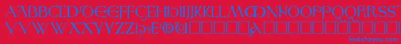 Saxon Font – Blue Fonts on Red Background