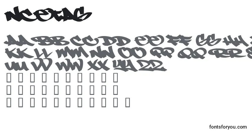 NceTag-fontti – aakkoset, numerot, erikoismerkit