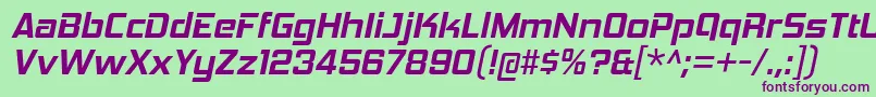 HemiHeadBdIt Font – Purple Fonts on Green Background