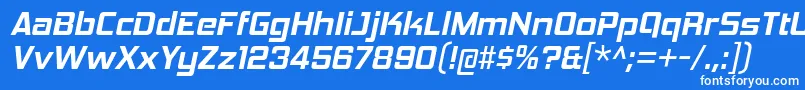 Czcionka HemiHeadBdIt – białe czcionki na niebieskim tle