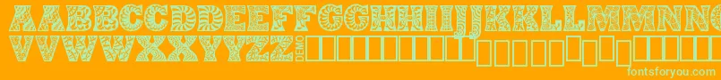 DigidonDemo-Schriftart – Grüne Schriften auf orangefarbenem Hintergrund