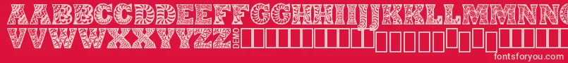 DigidonDemo-fontti – vaaleanpunaiset fontit punaisella taustalla
