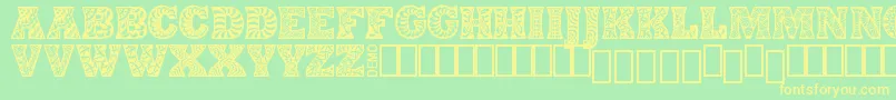 DigidonDemo-fontti – keltaiset fontit vihreällä taustalla