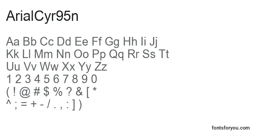 A fonte ArialCyr95n – alfabeto, números, caracteres especiais