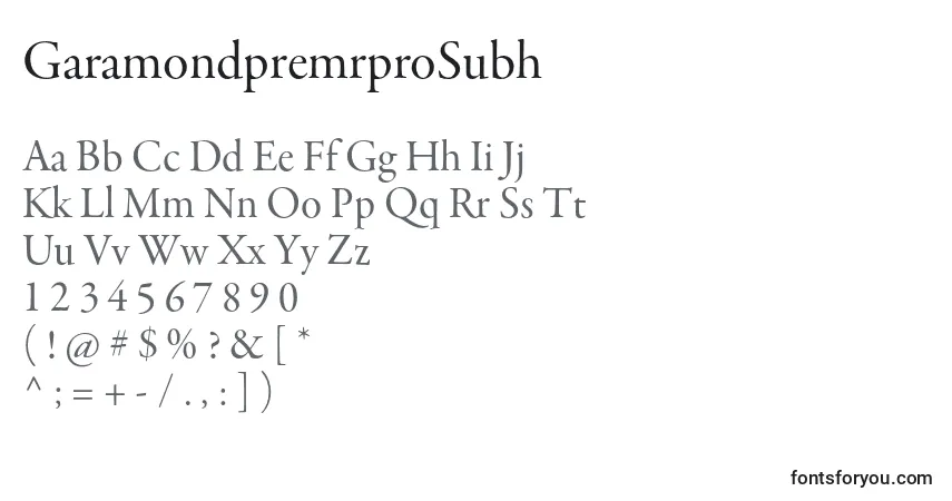 Шрифт GaramondpremrproSubh – алфавит, цифры, специальные символы