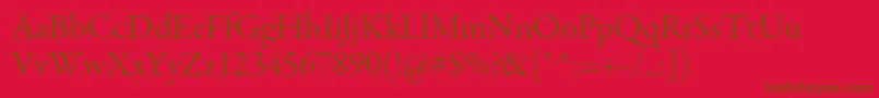 GaramondpremrproSubh-Schriftart – Braune Schriften auf rotem Hintergrund